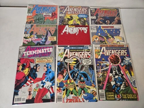 The Avengers Marvel Comics Lot Of 9 Vintage Comic Books