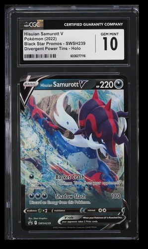 2022 Divergent Power Tins Hisuian Samurott V CGC 10 English #SWSH239 Holo Black