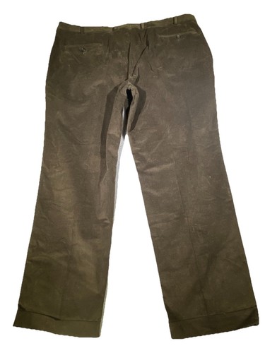 Lauren Ralph Lauren Pleated Corduroy Pants Men 42X30 Brown Cotton Chino Cuffed - Picture 2 of 12