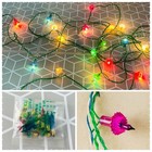 Vintage Pifco Set Of 20 Chunky Shade Multicoloured Christmas Lights + 10 Bulbs