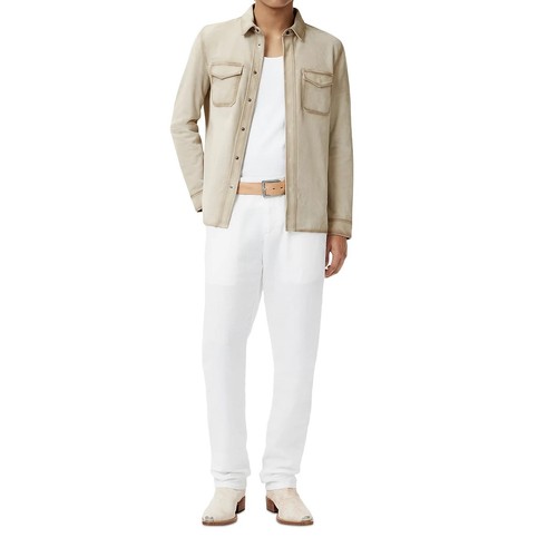 John Varvatos Collection Men's Izzy Suede Shirt Jacket 2 Pocket Snap Front Twine - Picture 6 of 6