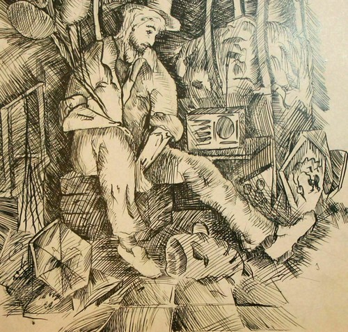 Vintage ink painting modernist portrait - Picture 9 of 10