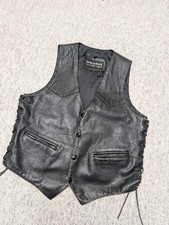 vintage 1990s motorcycle vest WILSON black leather EAGLE embossed harley biker