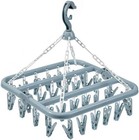 Clothes Drying Hanger with 32 Clips and Drip Foldable Hanging Rack Light Blue 