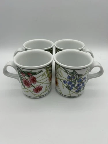 Dansk CAFE FLORAL Set Of 4 Mugs Coffee Tea Cups Excellent Condition