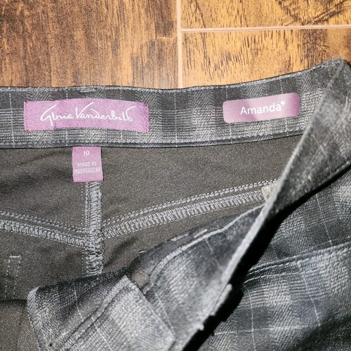 Gloria Vanderbilt Amanda Jean Black And Grey Plaid Pants Women's Size 10 - Picture 6 of 8