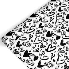 JarThenaAMCS Valentine's Day Wrapping Paper - Mini Roll - 17 In x 32.8 Ft Bla...