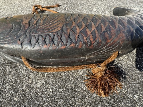 Japanischer Holz geschnitzter Fischtopf Haken Jizai Kagi Karpfen Skulptur - Bild 10 von 23