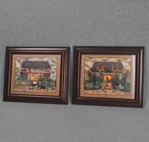 Noah's Ark Framed Prints Barn Log Cabin By Dona Douma Lot Of 2 - Picture 2 of 15