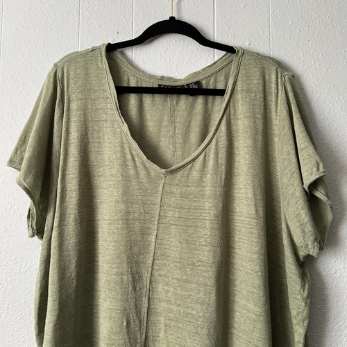 Tahari Womens T-Shirt 2X 100% Linen Casual Everyday Wear Lightweight Breathable - Picture 3 of 11