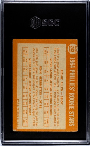 1964 Topps #243 Richie Dick Allen SGC 1.5 Rookie Card RC HOF - Picture 2 of 2