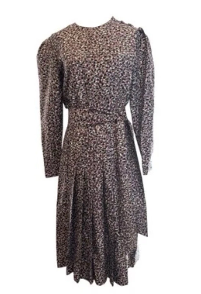 Vestido envolvente de seda tailandés Jim Thompson talla 6 manga abullonada acolchado hombro plisado de colección Foto 2 de 4