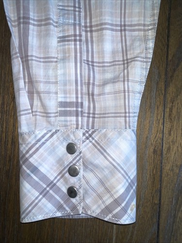 VGT Guess 1981 Men's Snap Shirt Grey Blue Pattern Embroidered Sz L - Picture 16 of 24