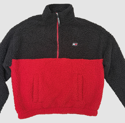 $115 Tommy Hilfiger Sport Logo 1/4 Zip Fleece Sherpa Pullover Sweater Jacket M - Picture 2 of 6