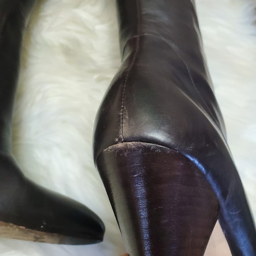 Botas Via Spiga Marrón Oscuro Cuero Alto Punta Punta Talla 10M Buenas Condiciones - Imagen 10 de 14
