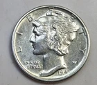 1943  Mercury Dime AU BU Silver (W17)