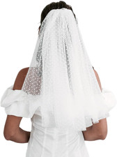 Polka Dot Veil 2 Tier Swiss Dot Midi Wedding Veil Double Layers Ivory Dotted Tul