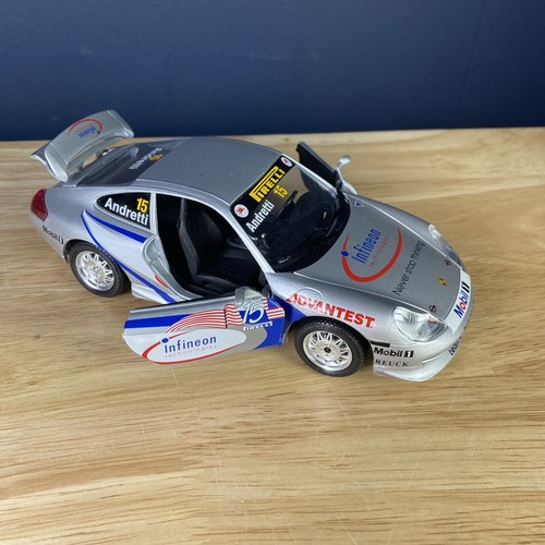 PORSCHE 1997 Carrera 911 RACE CAR  Silver Andretti BY BURAGO 1/24 Rare - Picture 5 of 11