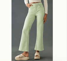 NWT Anthropologie Pilcro Aloe Green Yaya Crop Flare Jeans 33 Bootcut Stretch Wom
