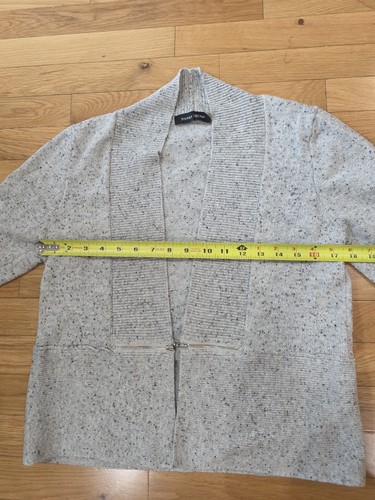 Ivanka Trump Cardigan Sweater Medium Open Front Gray Heather Zip Side 3/4 Sleeve - Picture 7 of 7