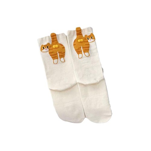 Chaussettes chat mignonnes avec boules, respirantes, amusantes, en coton 3D, cad - Picture 22 of 23