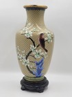 Xl Cloisonné Vase Beautiful Floral Fine Wirework Interior Brass 17 inches tall
