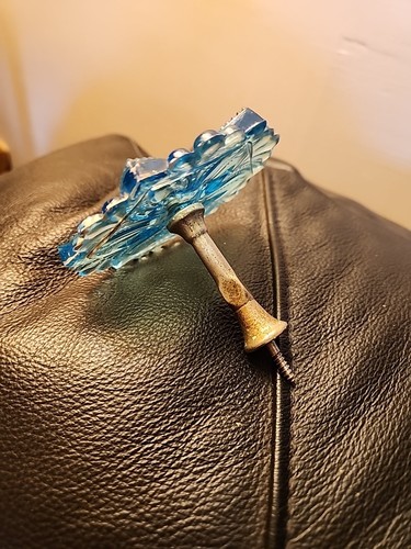 Vintage Aqua Blau Pressglas Blumen Vorhang Raffhalter 3,5" Antik Viktorianischer Stil - Bild 2 von 5