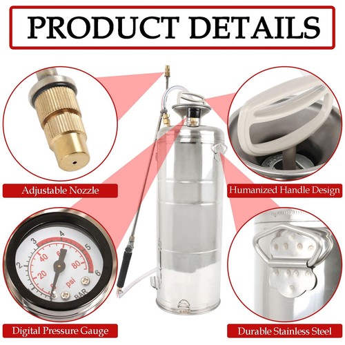 Hand Pump Sprayer Stainless Steel Sprayer for Indoor and Outdoor 3 Gallon Spr... - Picture 3 of 8