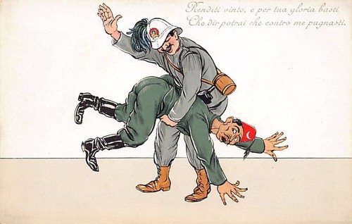 Libyen - Italienisch-Türkischer Krieg - Italienische Bersaglieri verprügeln einen türkischen Soldaten - Kneipe - Bild 1 von 2