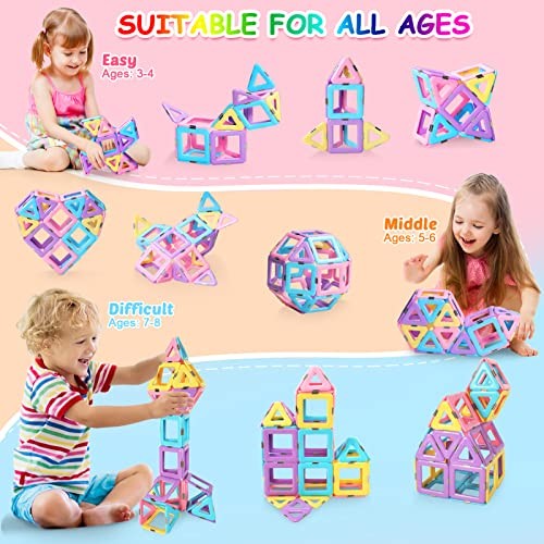 Magnetic Tiles Toddler Toys for 3 4 5 6 7 8 Year Old Girls, Macaron Building - Picture 4 of 7