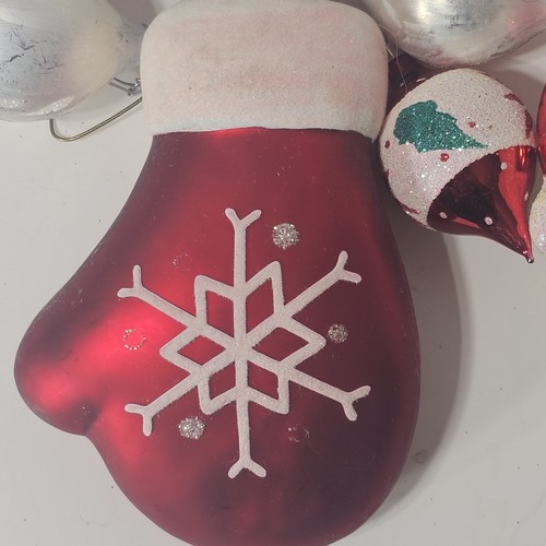 12 Vintage Träne Tropfen, Weihnachtsmann, Fäustling und mehr Quecksilber Glas Ornamente  - Bild 10 von 10