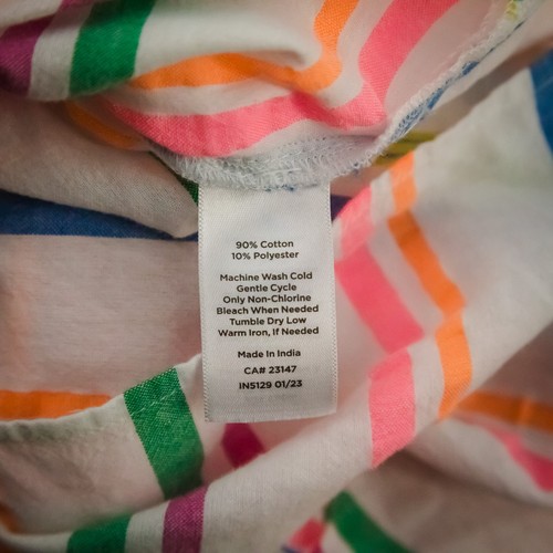 Top Talbots Talla Grande L Brillante Sensacional Rayas Botón Popover Manga 3/4 - Imagen 6 de 7