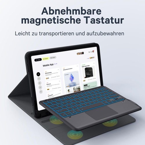 Earto Lenovo Tab P12 Tastiera Smart Touchpad Tastiera Magnetica Rimovibile con - Afbeelding 18 van 24