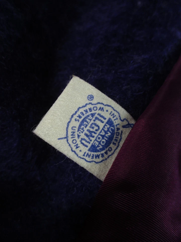 Abrigo Katzman vintage de los años 60 para mujer mediano púrpura lana ribete de piel de zorro con cinturón usado en excelente estado Foto 4 de 4