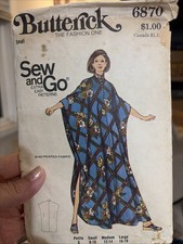 Butterick Vintage Caftan Sewing Pattern 6870 Size Small Cut Complete Rare