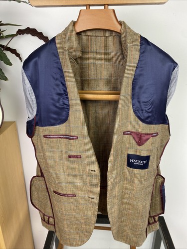 HACKETT (44R) Tweed Wool, Silk & Linen Glen Check POW Summer Light Sport Jacket - Picture 14 of 17