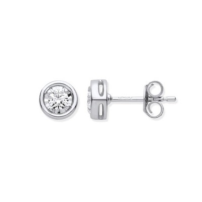 Diamant-Ohrstecker 9 kt Weißgold Rub-Over Illusion besetzt ERD0274/OR