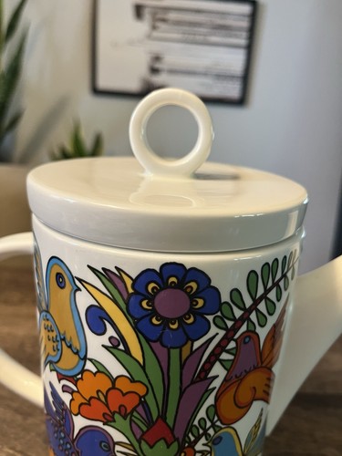 Vintage Villeroy & Boch Acapulco Porcelain Coffee Tea Pot Vibrant Colors Birds - Picture 7 of 9
