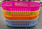 Set of 4 Colorful Plastic Storage Baskets – Pink, Yellow, Orange & Blue – NEW