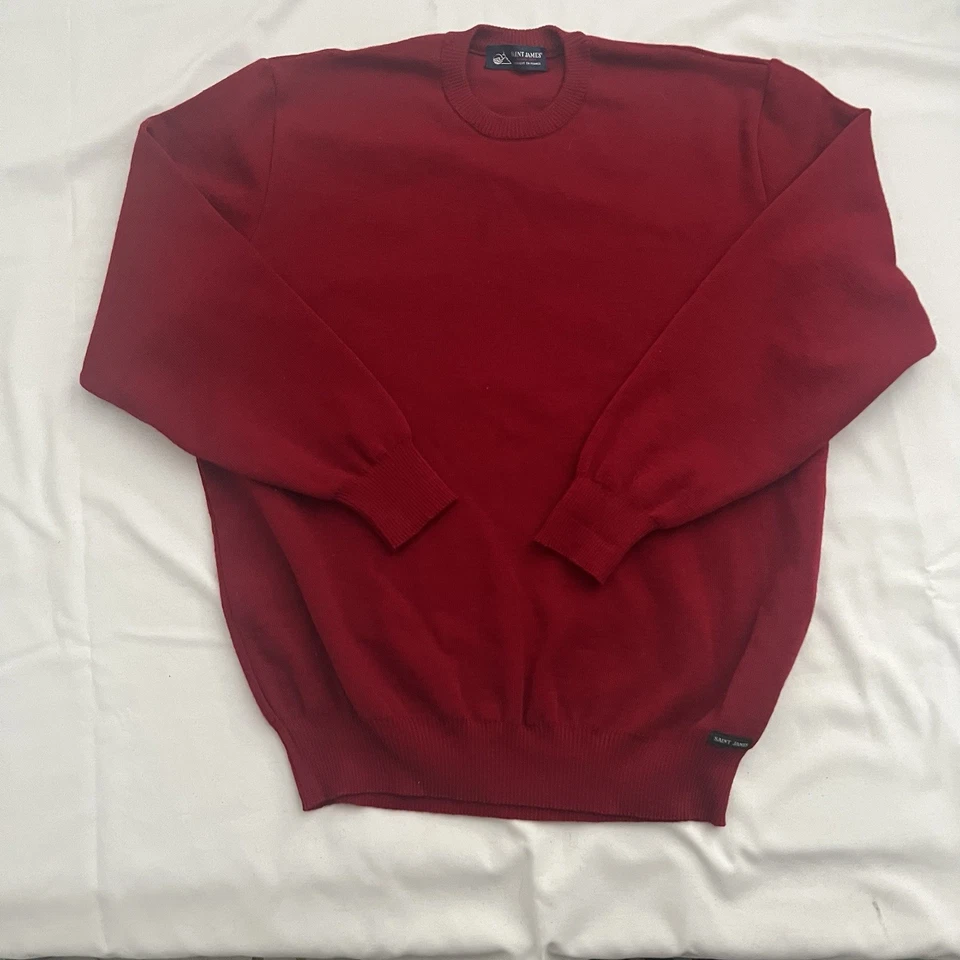 Saint James Locronan FISHERMAN SAILOR Red Crewneck SWEATER WOOL sz L FRANCE MADE - Image 2 of 4