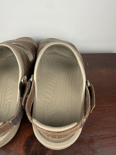 Crocs Sandals Yukon 2 Strap Open Toe Slip-On Sandals Brown Leather Men’s 13 - Picture 8 of 17