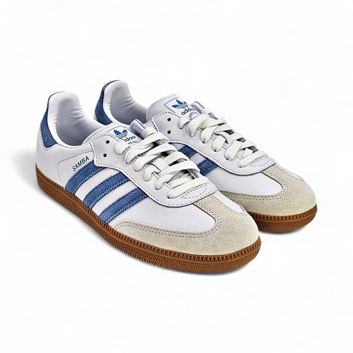 Adidas Samba OG Womens' Sneaker Shoe (Size 9) White/Alumina/Blue