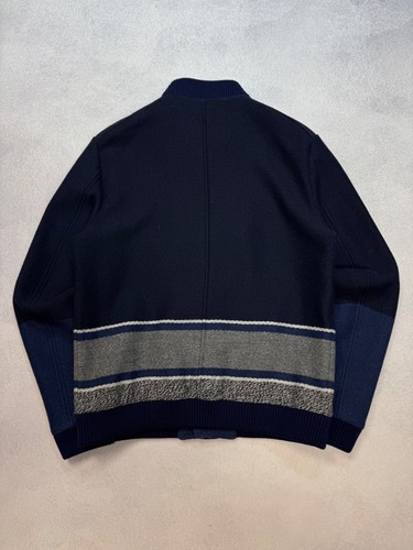 RRP 1995$ Etro Milano Wool Blanket Stripe Bomber Jacket Navy Blue Mens Luxury L - Picture 18 of 20