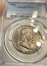 1956 Franklin Half Dollar PCGS MS66 Great Color ! Toned Obverse & Rev.