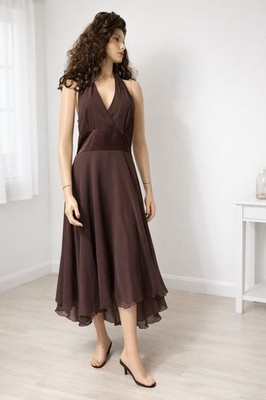 Donna Ricco Mocha Halter Dress Size 10 NWT Midi Evening Bridesmaid 