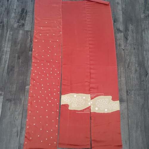 Red Sea #Eset 3,14yd LUNGO 3 pannelli tessuto kimono seta tinto Shibori vintage SE62 - Foto 2 di 8