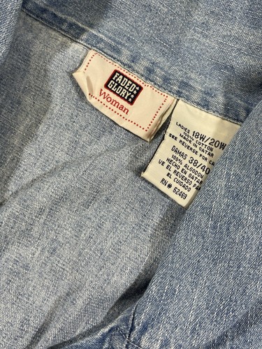 Faded Glory Woman’s Ladies Blue Denim 100% Cotton Sleeveless Button Up Shirt 2X - Bild 4 von 9