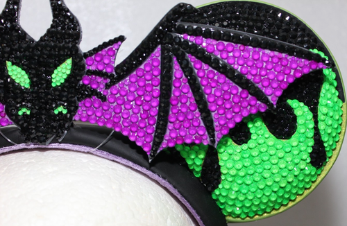 Maleficent as Dragon Ear Headband Sleeping Beauty CUSTOMIZED GLASS RHINESTONES - Picture 3 of 6