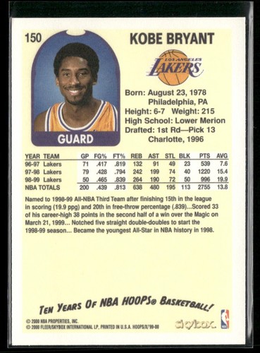 Kobe Bryant 1999-00 Hoops Decade Hoopla #150 - Bild 2 von 2