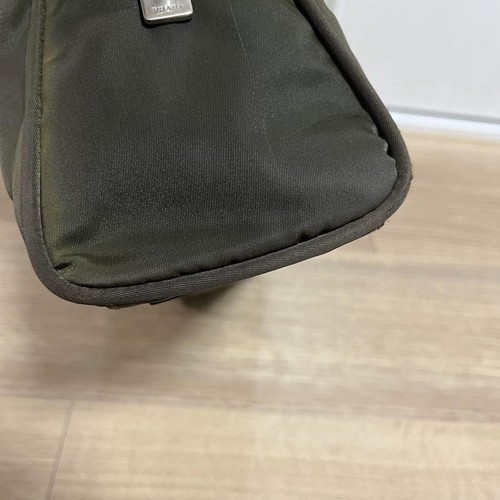 PRADA Tessuto Sport Logo Tote Bag B8495 Khaki Nylon Leather Medium Size - Picture 8 of 12